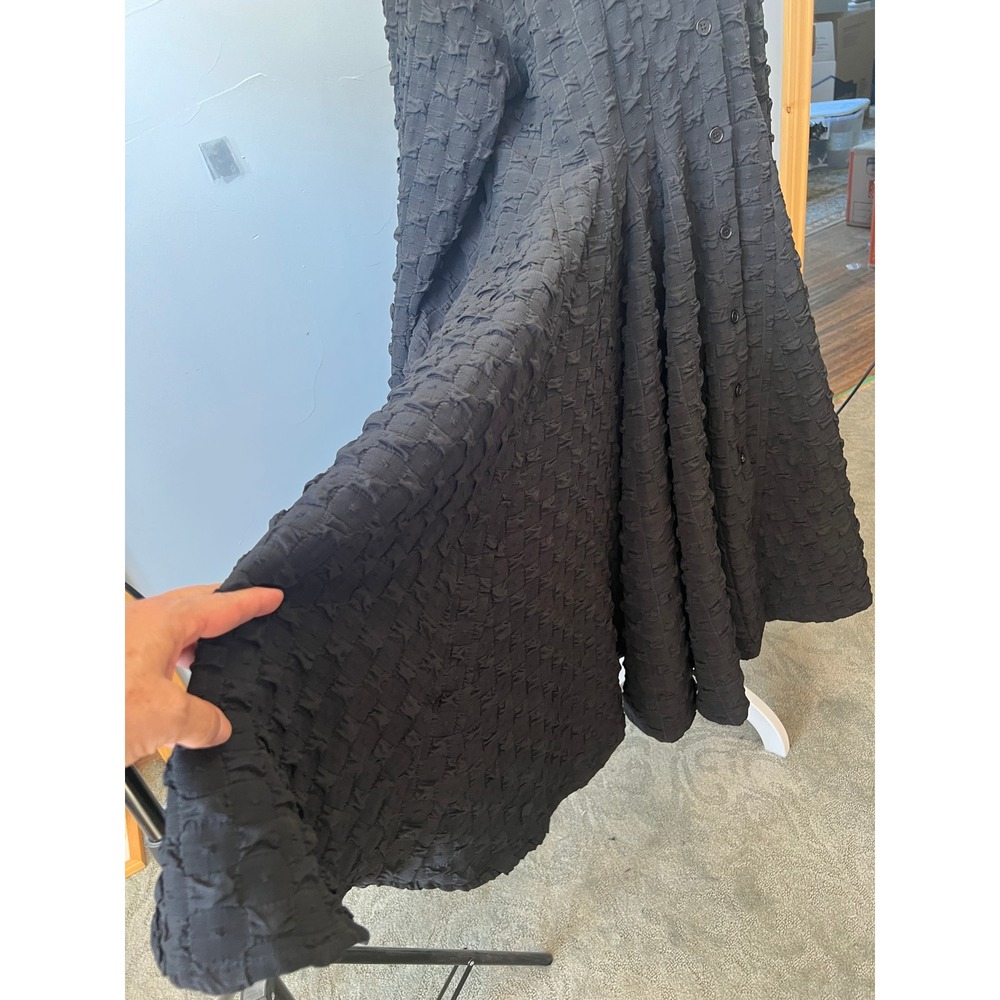 Kedem Sasson Black Textured Button Front Duster Overcoat Lagenlook Steampunk - Picture 5 of 13